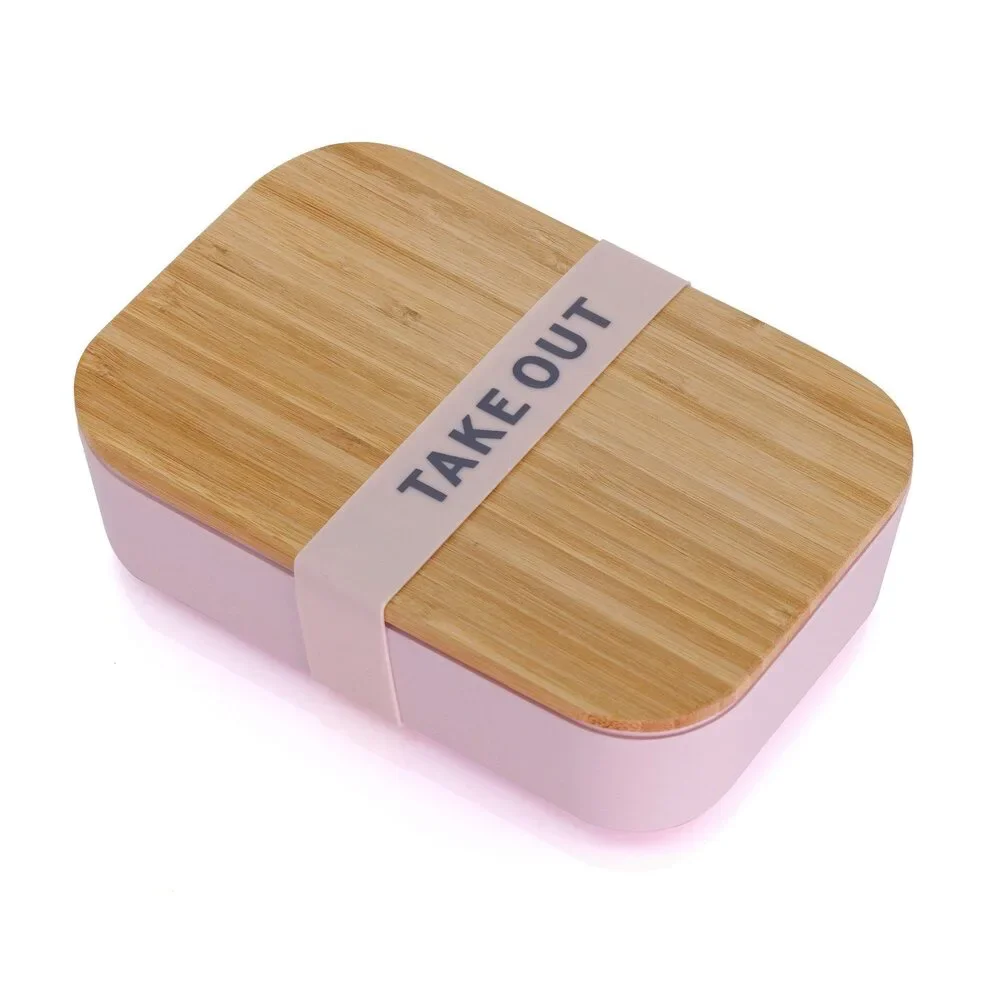Take Out Bamboo Lunch Box (Blush Pink) — Bulk Lot of 24 (Gifting, Events & Resa